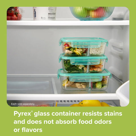 Snapware® MealBox™ 5.8-cup Divided Glass Food Storage Container with Blue Lid
