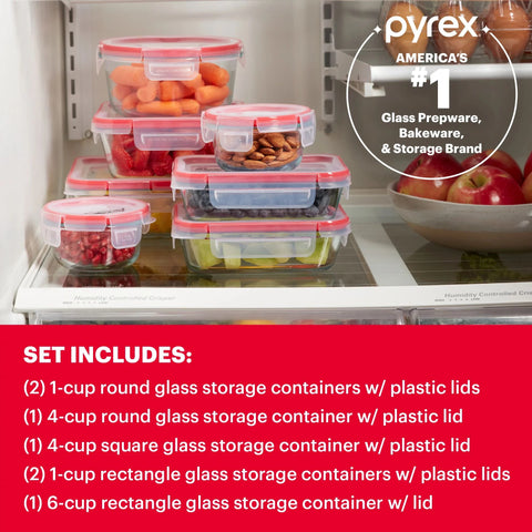 Pyrex® FreshLock™ 14-piece Mixed-Size Glass Storage Set