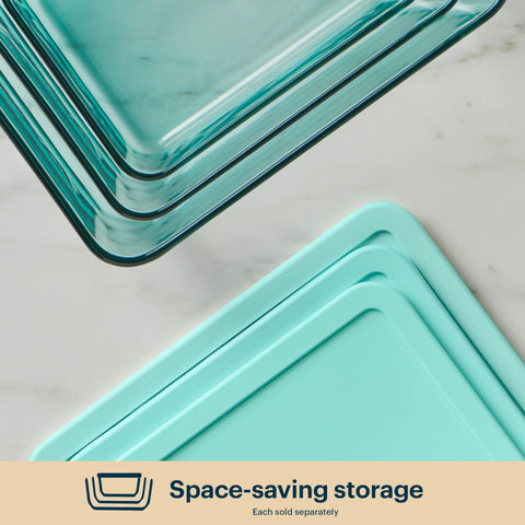 Pyrex® Simply Store® Tinted Glass 6-cup Rectangle Storage Container with Lid, Aqua