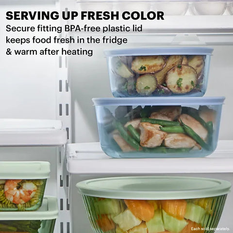 Pyrex® Simply Store® Tinted 7-cup Round Storage with Blue Plastic Lid
